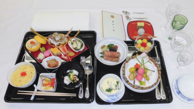 "Washoku" delicacies served at banquet after emperor's ceremony