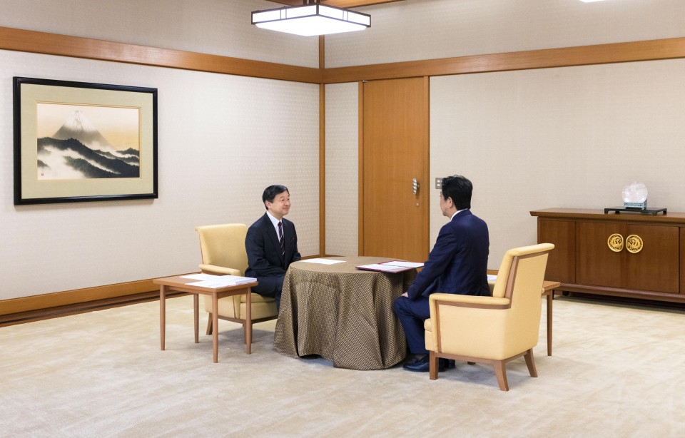 Japan's new Emperor Naruhito receives 1st briefing from prime minister