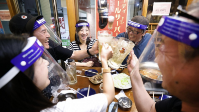Osaka pub gives free face shields to customers as anti-virus measure