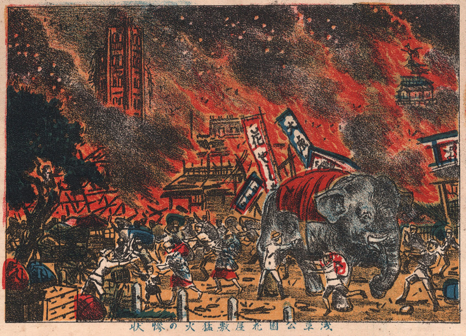 Rare artwork found showing elephant rescue in 1923 Kanto quake chaos