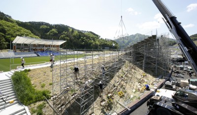 Rugby: Kamaishi shows off stadium's temporary World Cup seating