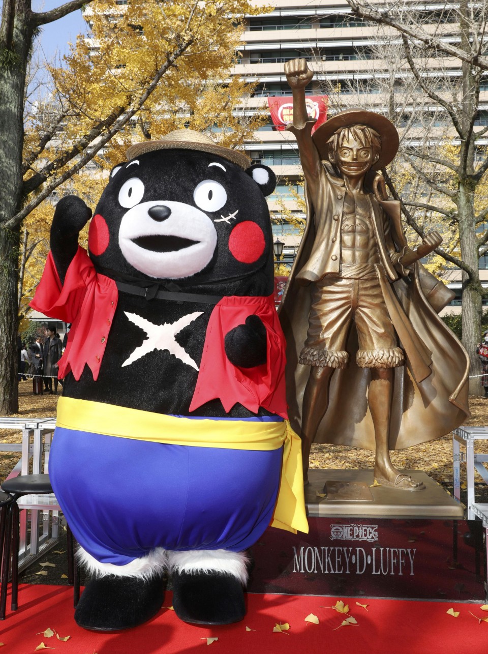 Statue Of One Piece Cartoon Character Luffy Unveiled In Kumamoto