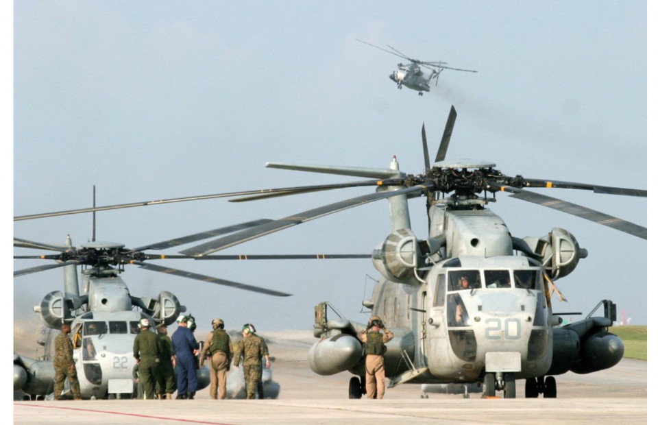 U.S. military chopper bursts into flames on landing in Okinawa